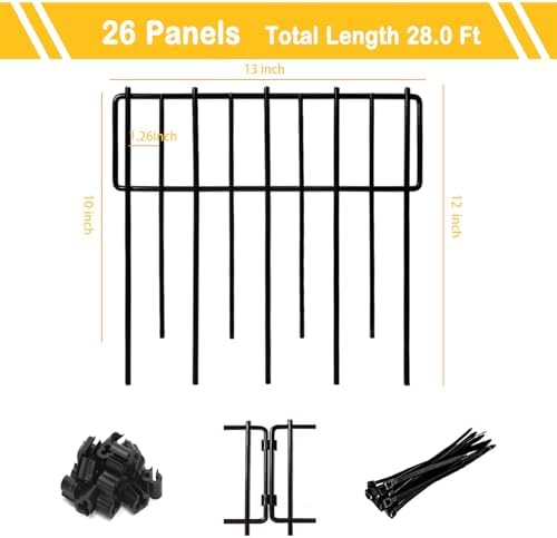 26 Pack Animal Barrier Fence, 12In(H) x 28.00Ft(L) Upgrade 1.26 in Gap Decorative Fences No Dig Fence for Rabbit and Dog, Rustproof Metal Wire Garden Fence Border for Garden Patio Landscaping - Image 4
