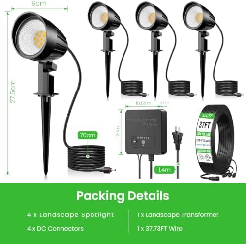 CLY All-in-One LED Low Voltage Landscape Lighting Kit 12W Pathway Lights 4P - Image 7