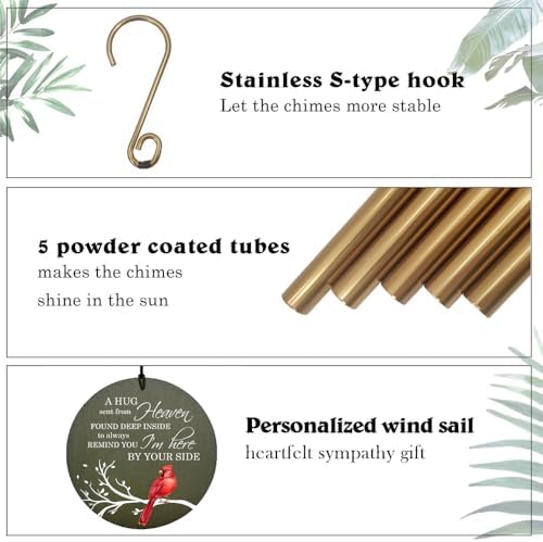 Personalized Memorial Wind Chimes Cardinal Sympathy Gifts - Image 3