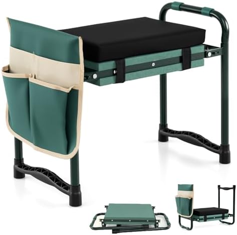 IRONMAX Garden Kneeler and Seat with 14" L×11" W EVA Kneeling Pad, Green by IRONMAX