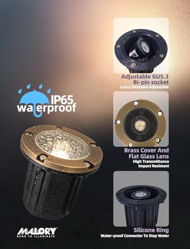 MALORY Low Voltage Landscape Well Lights, (φ126 mm) Brass Top Cover - Image 6