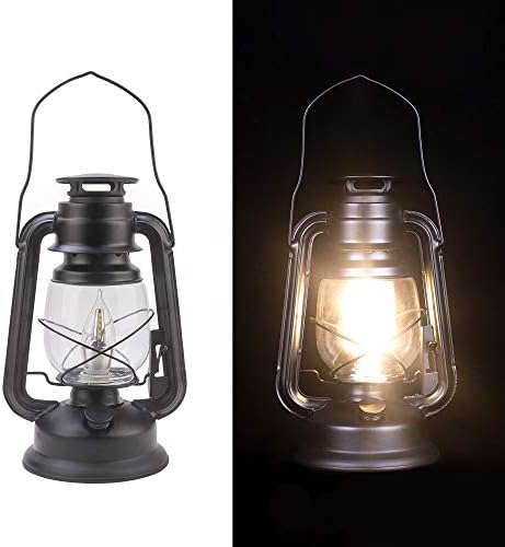 Farmhouse Rustic Accent Kerosene Dietz Electric Lantern Oil Lamp with Edison LED Bulb Black Matte Nightstand Table Lamps Antique Light Study Room 12 Inches Tall Cabin Kitchen Winery Restaurant Bar - Image 2