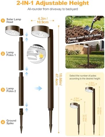 VOLISUN Solar Pathway Lights Outdoor, 12 Pack Solar Powered Garden Lights Waterproof, Decor Landscape Lighting for Yard, Lawn, Walkway, Driveway, Brown - Image 5