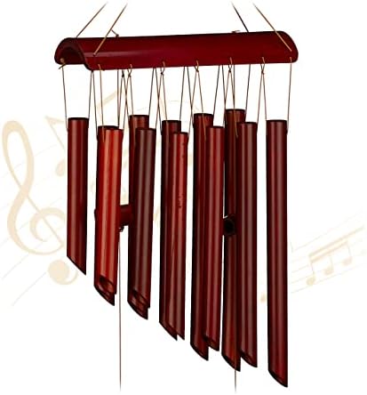 Relaxdays Wind Chime Bamboo, Calm Sound Chimes with 12 Tubes, Hanging Decor by Relaxdays
