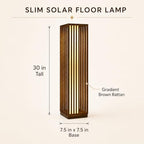 Solar Yard Slim Solar Outdoor Floor Lamp, Modern Wicker Patio Light with Dual Brightness 50/100 Lumens, Cordless Waterproof Standing Lantern for Backyard, Porch, Balcony & Poolside Decor, Brown - Image 7