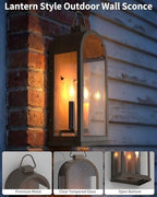 17" Outdoor Wall Lights 2-Light Lantern Bronze Exterior Lighting Fixtures - Image 6