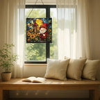 Gnome with Windmill Garden Stained Glass Suncatcher – Square Hanging Window Panel for Home or Greenhouse – Whimsical Glass Art Gift for Garden Lovers, Christmas, Halloween, Father Days HML9Z6 - Image 7