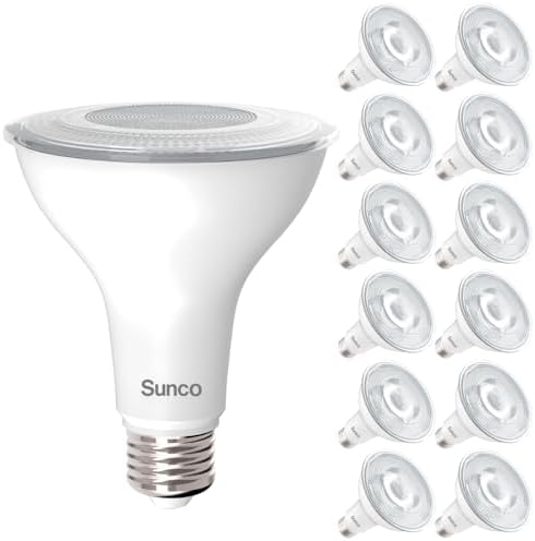 Sunco 12 Pack PAR30 LED Bulb, Long Neck Bright Flood Light, E26, 11W=75W by Unknown