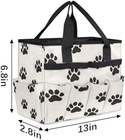 Dog Paws Garden Tool Bag Organizer Heavy Duty Cute Footprints Gardening Tote Bag with 10 Pockets for Women Men Gardening Gifts - Image 3