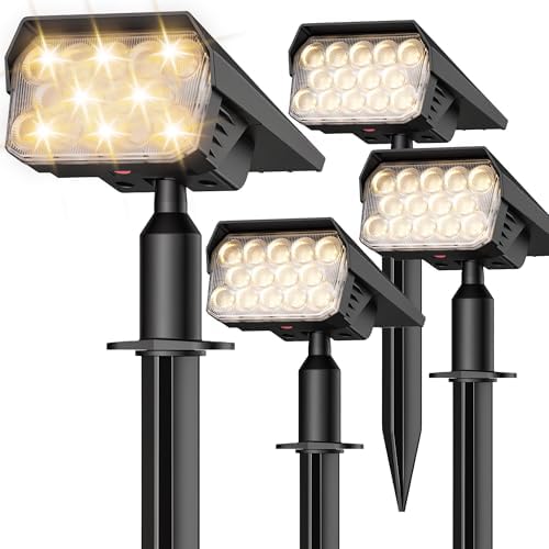 Solar Lights Outdoor Waterproof IP65, 56 LED 3 Lighting Modes Solar Spot Lights Outdoor, Solar Powered Landscape Lighting for Yard Pathway Garden, 4 Pack (Warm White) by ShineSeed