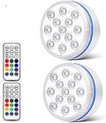 Submersible LED Lights with Remote Underwater Pool Light IP68 Magnet 13 LED Bright Lamp RGB for Pond/Pool/Aquarium(2 Light 2 Controller,7.0CM) by Unknown