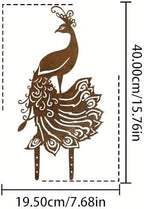 Peacock Garden Stake - 15.76" Tall Metal Yard Art with Intricate Feather Design, Rusted Outdoor Sculpture for Lawn & Fence Decor - Housewarming & Birthday Gift for Women, Mom & Grandma - Image 4