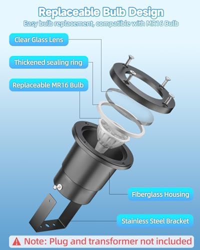 Underwater Pond Lights 12V IP68, Replaceable 5W MR16 Bulb, 1-Pack - Image 5