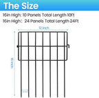 Getlay 20 Pack Animal Barrier Fences, 1.5" Gap No Digging Garden Fence Panels, Metals Black Deterrent Fence for Dogs Rabbits, Decorative Fence for Outdoor Landscape Patio Total 20 ft(L)×16 in(H) - Image 2