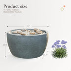 EROMMY 17.7" Garden Water Fountain Outdoor Bubbler, Resin Water Feature with 6 LED Lights & 5W Pump, Concrete-Effect Indoor Outdoor Fountain for Patio, Deck, Yard, Gray - Image 3