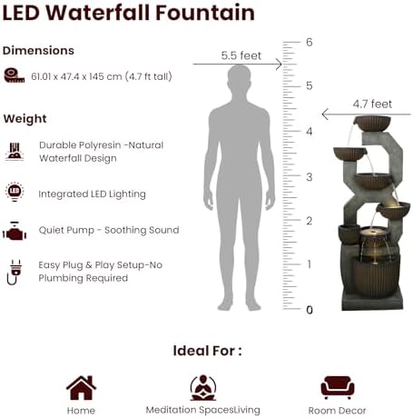 Bumilgar Outdoor Freestanding Water Fountain Large Garden Feature - Image 6