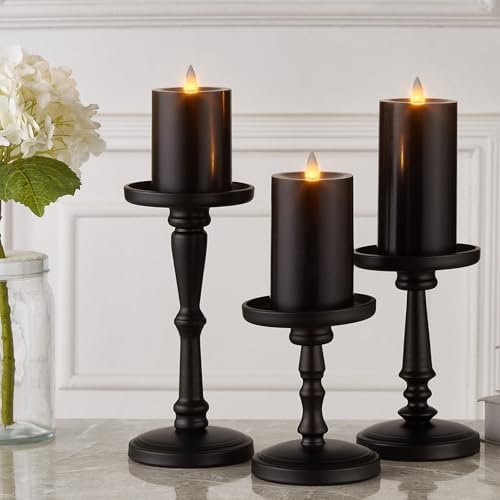 Flameless Pillar Candles Flickering with Remote Timer, Battery Operated LED Candles Up to 400 Hours, 3D Moving Flame Real Wax Candles. (Black) - Image 6