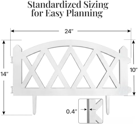 WORTH 8-Pack Short Plastic Garden Fence, White Decorative Border Fence with Pickets, 10 in. H x 16 ft. Total Length Interlocking Landscape Edging for Flower Beds, Lawn, Indoor Outdoor Use - Image 4