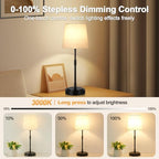 Cordless Table Lamps Set of 2 – Battery Operated Lamp with 7500mAh Rechargeable Battery, Stepless Dimmable Black Lamps with Beige Shade, Wireless Lamps for Dining Room & Nightstand (Bulbs Included) - Image 3