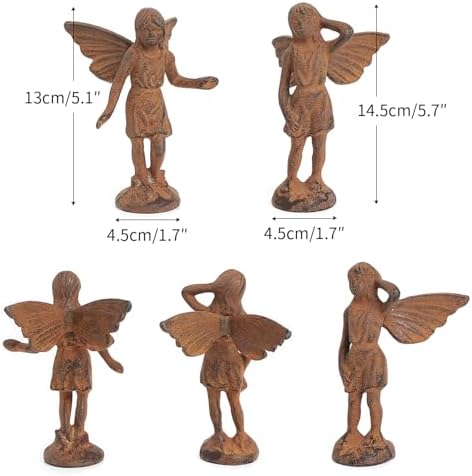 Sungmor Cast Iron Angel Statue Garden Fairy Figurines, 2 Pack Rustic Rust - Image 5