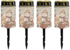 Poceacles Christmas Decorations Solar Lights Outdoor Solar Powered Outdoor Cemetery Stake Candle Grave Lamp Flameless Candle, Snowman Puppy Cat Print, 4 Piece by Poceacles