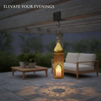 Hang or Display Moroccan-Style Metal Lantern with Gold Finish for Ambient Candle Lighting - Image 3