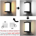 Sytmhoe Outdoor Wall Lights,2Packs 24w Exterior Light Fixture,LED Wall Sconce 3-Color-Changeable Wall Mounted Lamps,Matte Black Porch&Patio Light Outdoor,IP65 Waterproof for Hallway Stairs Gardens - Image 3