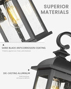 FEMILA Exterior Wall Sconce, 2 Packs Outdoor Waterproof Wall Lights Fixture, E26 Socket Wall Lantern for Porch, Anti-Rust Matte Black Finish with Seeded Glass Lampshade, 4FD54B-2PK BK - Image 4