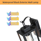 Black Outdoor Wall Lantern 2 Pack, 14 Inch Outdoor Porch Lights Wall Mount, Waterproof Exterior Wall Lamp Fixture, Outside Decorative Sconce Wall Lighting for Porch, House, Garage - Image 5