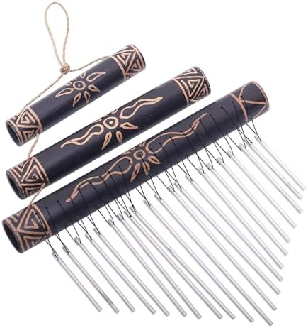 NOVICA Handmade Bamboo Wind Chimes Sun Motif Black from Bali Indonesia Outdoor Living Moon NAT Geo Decor [18.5in L x 11.75in W x 1.2in D] 'Breezy Sound' - Image 2