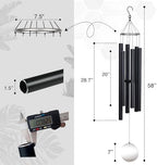 Extra Large Wind Chimes for Outside Deep Tone - 58'' Wind Chimes Outdoor Clearance, Deep Tone Chimes, Windchimes Outdoors, Memorial Wind Spinner, Sympathy Gift, Home Décor (Black) - Image 2