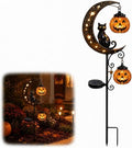 Solar Halloween Black Cat & Pumpkin Moon Garden Stake Light Halloween Decor by CLNXMT
