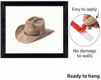 Framed Canvas Wall Art Watercolor Cowboy Hat Brown Earthy Minimalist Canvas Print Poster Black Frame Wall Decor for Bedroom Office Rustic Decor, Southwest Art - Inch 12x16 - Image 2