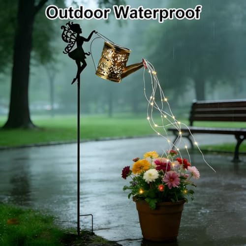 Solar Garden Lights, Fairy Watering Can String Lights Outdoor Waterproof, Decorative Solar Path Lights for Patio, Yard, Lawn, Garden Decor - Image 4