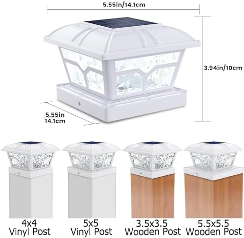 SIEDiNLAR Solar Post Cap Lights Outdoor 2 Modes, 10 Pack, White, Warm/White - Image 3