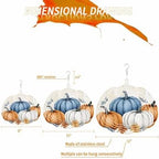 Fall Wind Spinners for Yard and Garden Orange Blue Pumpkin Wind Spinner Autumn Harvest 3D Metal Stainless Steel Pumpkin Wind Sculptures Chimes Outdoor Patio Thanksgiving Hanging Ornament 12 Inch - Image 5
