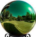 12 Inch Stainless Steel Gazing Globe,v2croft Hollow Ball Mirrored Surface Polished Shiny Sphere,Garden Stainless Steel Gazing Ball for Outdoor Lawn Pond Yard Ornament(Green) by Unknown