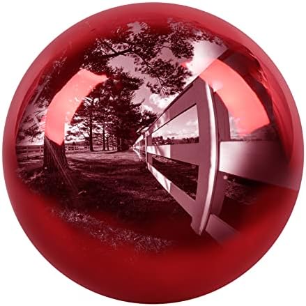 10 inch Stainless Steel Gazing Ball, E-Buying Red Mirror Polished Hollow Seamless Gazing Globe Reflective Garden Sphere Floating Pond Balls for Home Garden Ornament Decoration by Unknown