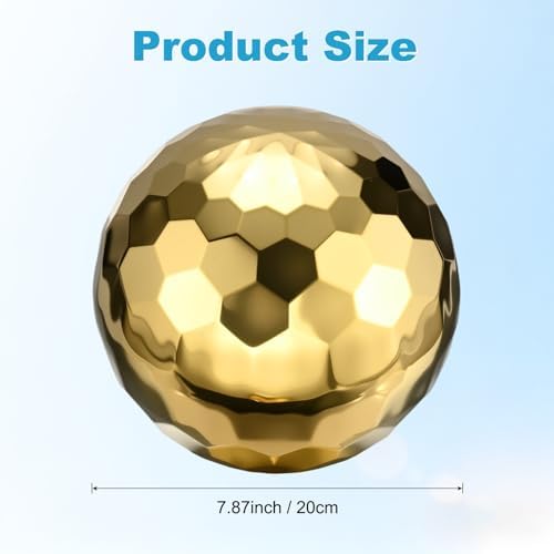 M METERXITY 1-Pack Garden Gazing Globes Ball Sculptures Diamond 8 Inch 304 Stainless Steel Hollow Mirror Reflective Floating Ball for Garden/Pond/Home/Yard Outdoor Decoration [Gold] - Image 3