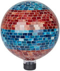 Alpine Corporation HGY292 Striped Mosaic Gazing Globe, Stylish Décor for Garden, Patio, & Lawn, 12" H, Orange and Turquoise by Unknown