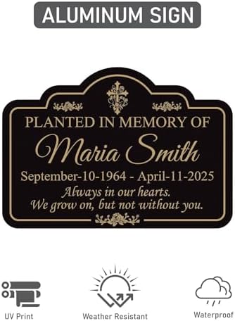 Planted in Memory Of Yard Sign with 16" Stake, Personalized Grave Marker Plaque, Rust-Free Aluminum Memorial Garden Sign - Image 4