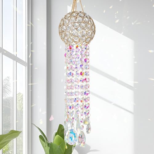 22.5inch Crystal Suncatchers for Window Hanging Wind Chime Garden Sun Catchers with Crystals Rainbow Maker Indoor Outdoor Decor Handmade Ornament(Medium) - Image 2