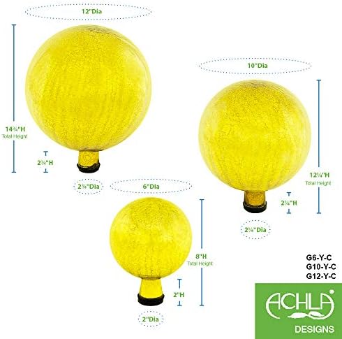 Achla Designs 10-inch Crackle Gazing Globe, Lemon Drop - Image 5