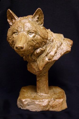 Hand Sculpted Cast Bronze Collection Sculpture Fine Art Wildlife Wolf Bust (Finish Shale & Bronze) by Unknown