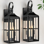 Bdrofn 2 Pack 19" Large Outside Modern Wall Sconce Light Fixture, Industrial Porch Light Wall Mount with Glass, Waterproof Farmhouse Exterior Lamp Lighting Bulbs Included by Bdrofn