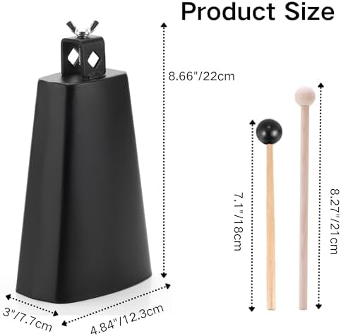Cast Iron Hanging Dinner Bell with Outdoor Mount for Door Wall(S) & Homelavie Cowbell Instrument for Drum Set Steel Cow Bell with Stick (7inch) - Image 3