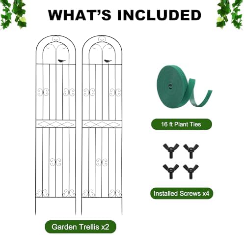 2 Pack 86.7" H x 19.7" W Metal Garden Trellis with Black Coating, Wire Lattice Grid Panel for Climbing Plants Outdoor Roses Vine Cucumbers Vegetables Flower Support (86.7" H, 2 Pack) - Image 4