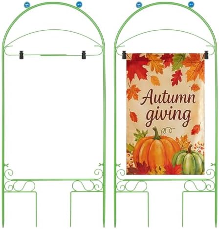 Liitrton 2 Pack Garden Flag Holder Stand Fits Max 14" x 25" Flags, Decorative Metal Yard Flag Holder for Outside Seasonal Holiday Christmas Garden Decor-Flag Not Include (Green) by Liitrton