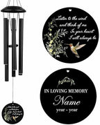 Personalized 32" Wind Chimes for Outside, Memorial Gifts with Hummingbirds by Astarin
