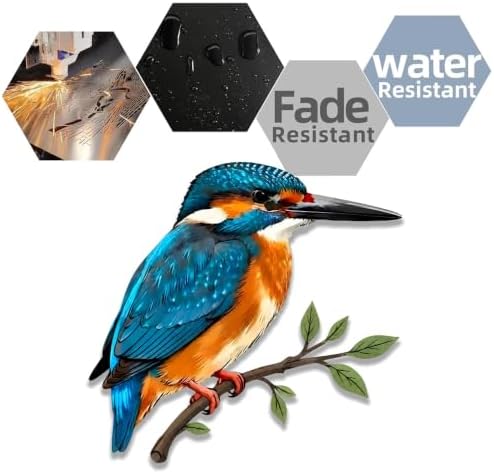 Kingfisher Bird Metal Wall Art Rustic Iron Plaque for Home Garden Decor Outdoor Patio Living Room Elegant Wildlife Hanging Ornament (24 INCH) - Image 7